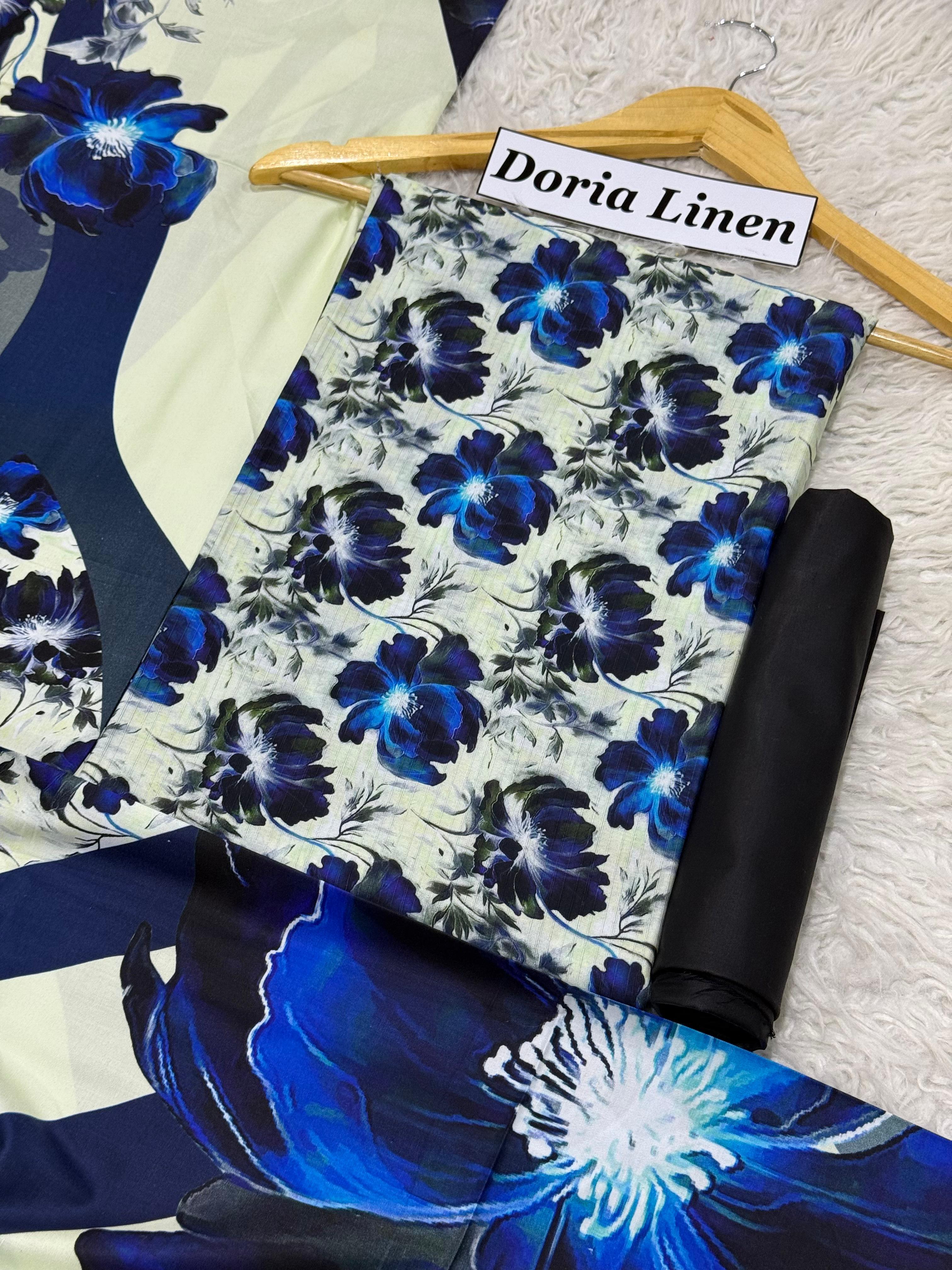 Doria Linen Printed 3pc D-21