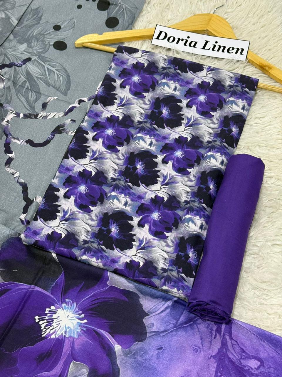 Doria Linen Printed 3pc D-38