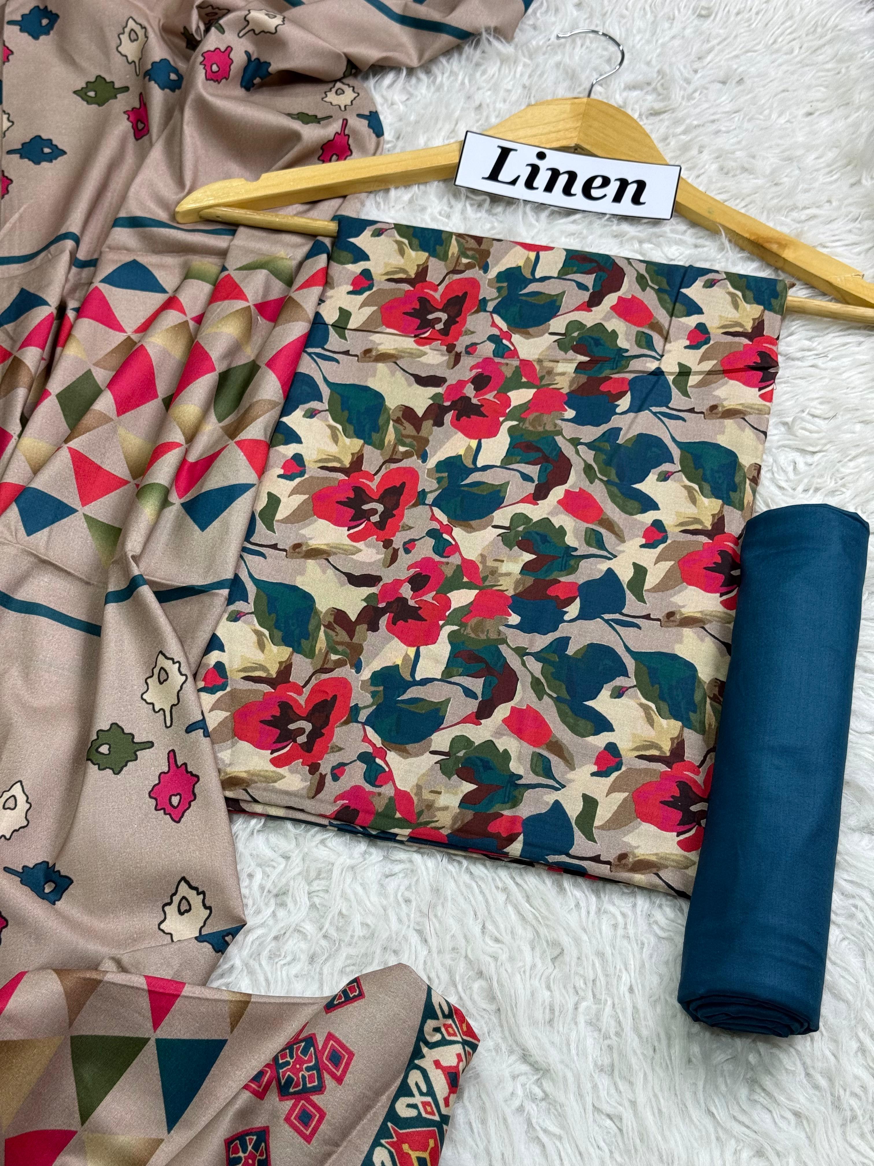 Linen Printed 3pc D-30