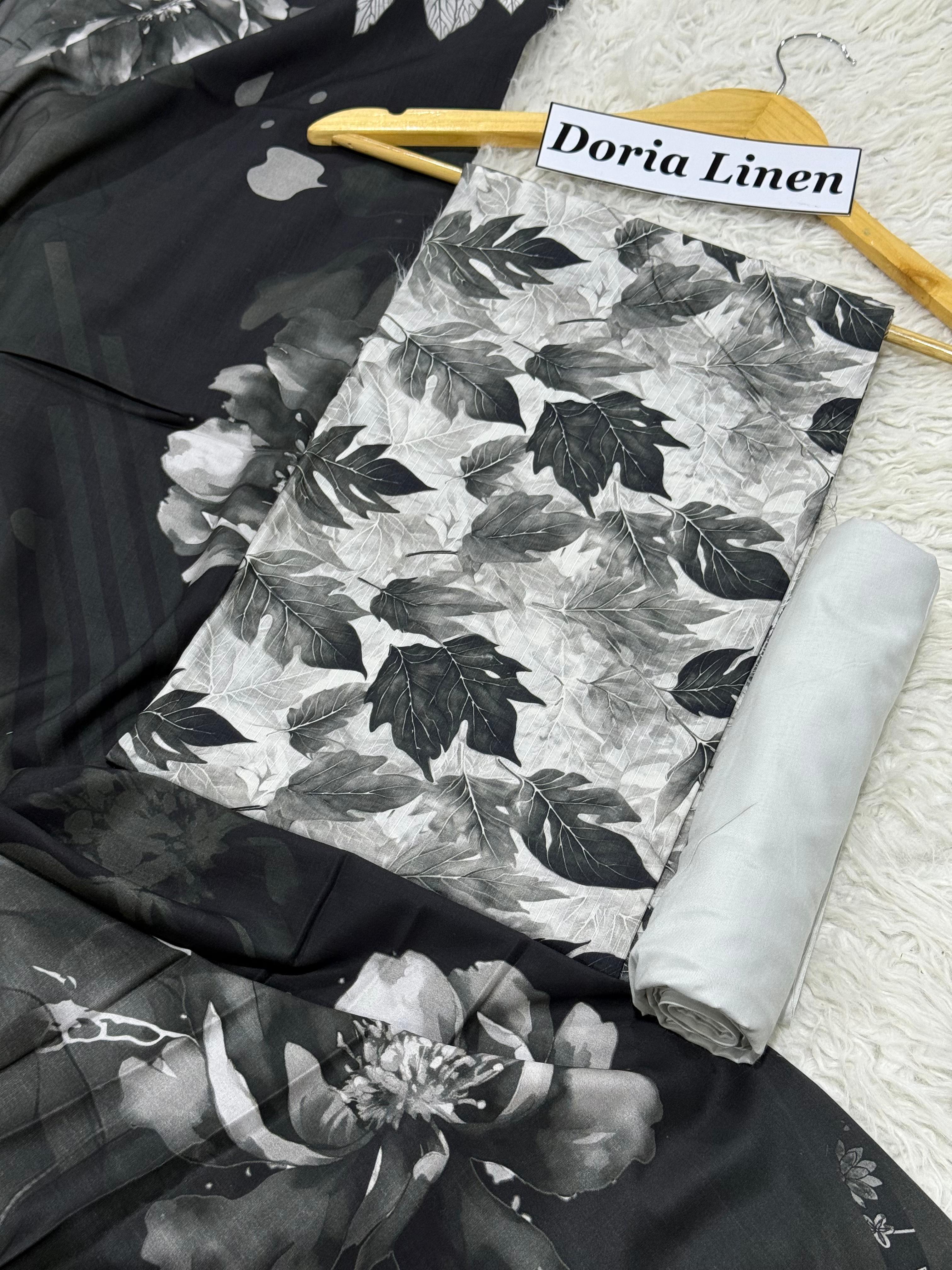 Doria Linen Printed 3pc D-17